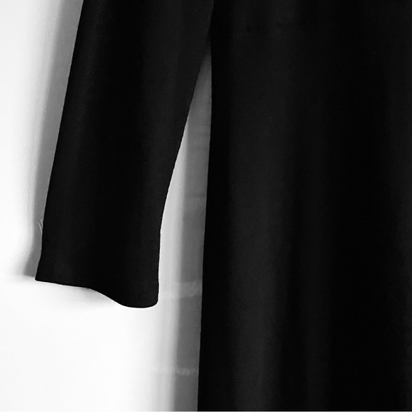 Eileen Fisher Vintage Wool Jersey A-line V-Neck Midi Dress in Black Size M EUC - Picture 6 of 11